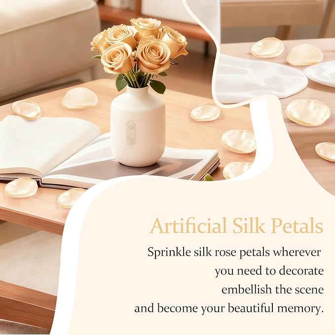 300pcs Cream Rose Silk Petals for Wedding, Bridal Shower Decor, Flower Girl - Image 2