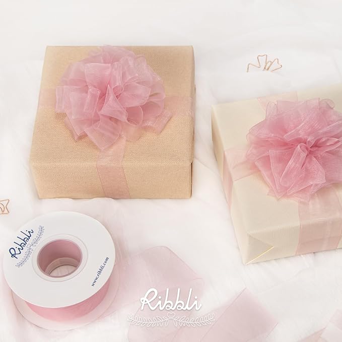 Ribbli Rose Pink Sheer Organza Ribbon, 1-1/2 Inches x Continuous 50 Yard Use - Image 7