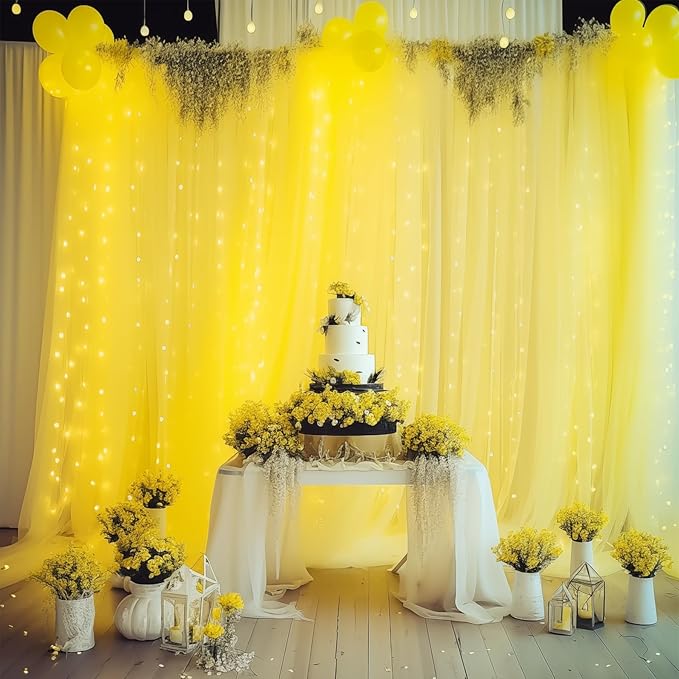 10×10ft Yellow Tulle Backdrop Curtain - Image 6