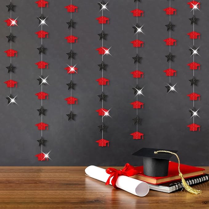 Red-Black Graduation-2025 Class Party-Decorations Garland by OURUOLA