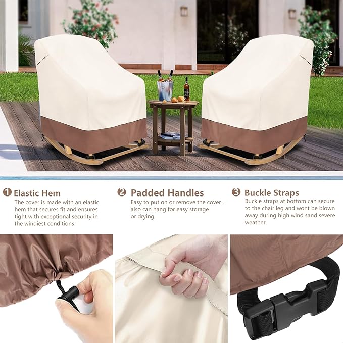 Okcool Patio Rocking Chair Cover 2-Pack, Rocking Chair Covers - Image 4