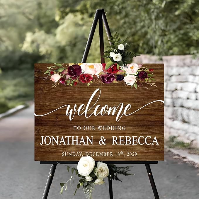 Custom Wedding Welcome Sign, Rehearsal Dinner Sign, Rustic Wedding Decorations by Jewelry