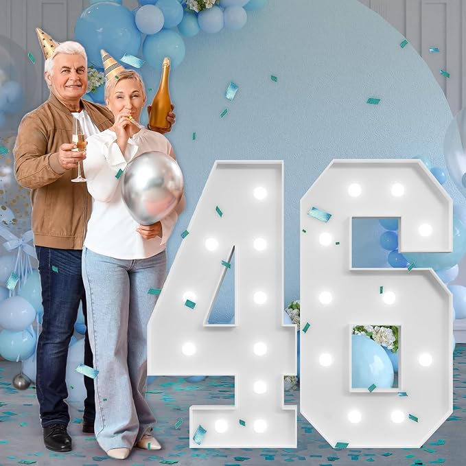 imprsv Marquee Numbers Large 46th-Birthday Decorations: 4ft Light Up Number - Image 7