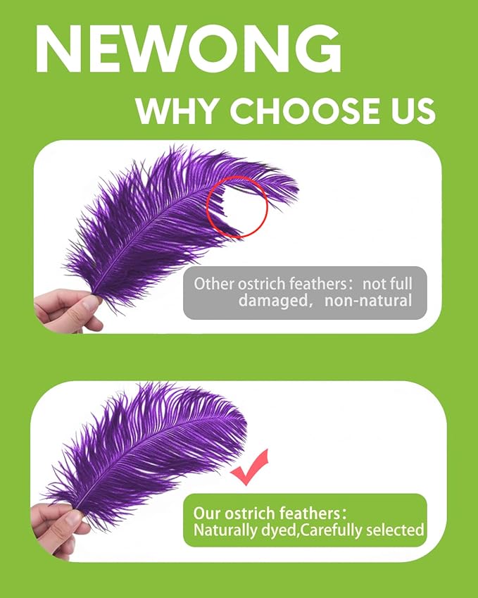 NEWONG 30pcs Purple Ostrich Feathers Natural Bulk 9-12inch Vase Craft Wedding - Image 5