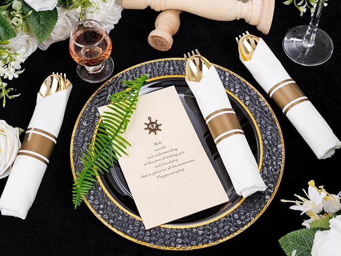 400PCS Pre Rolled Gold Plastic Silverware Sets - Image 9