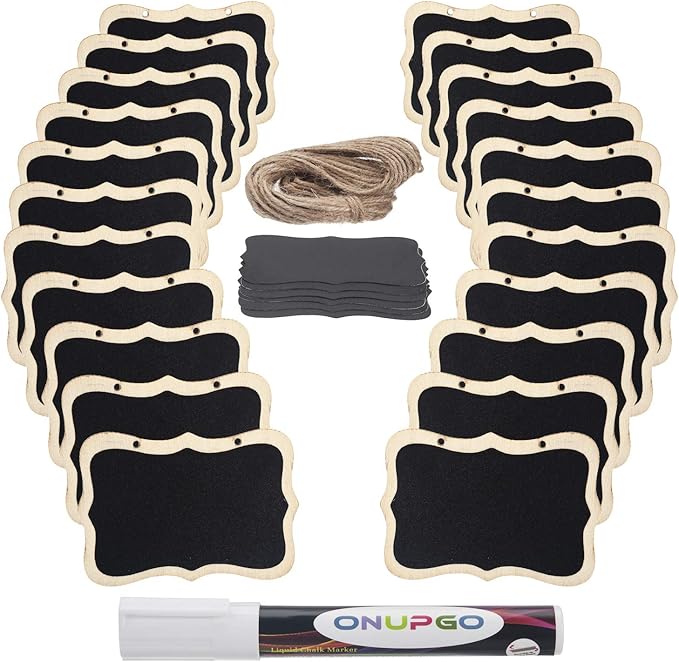 ONUPGO Mini Erasable Chalkboards, 20 Pack Wooden Hanging Labels, Price & - Image 2