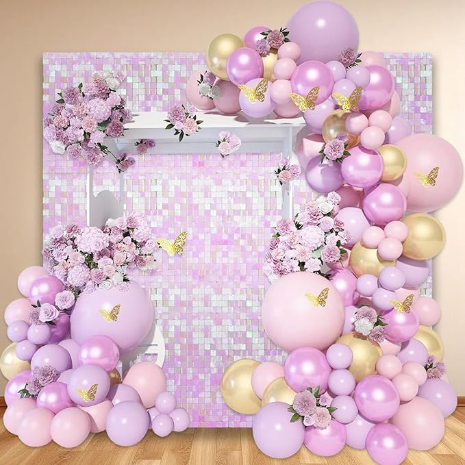 12PCS Colorful Light Pink Shimmer Wall Backdrop, Square Sequin Photo Backdrops - Image 4