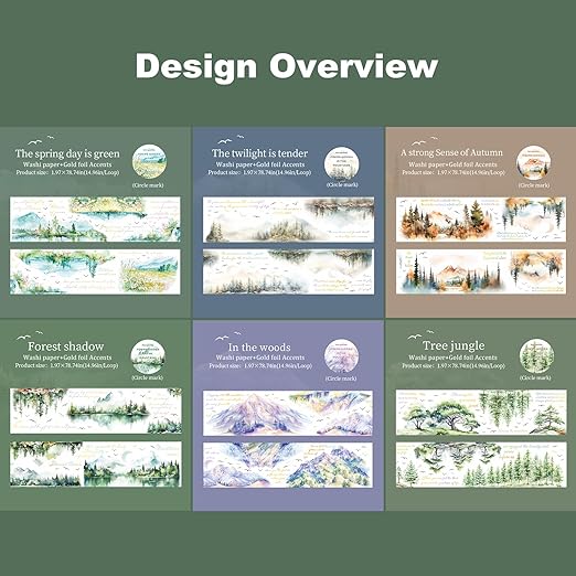 Mountain Forest Washi Tape Set, 6 Rolls - Image 5