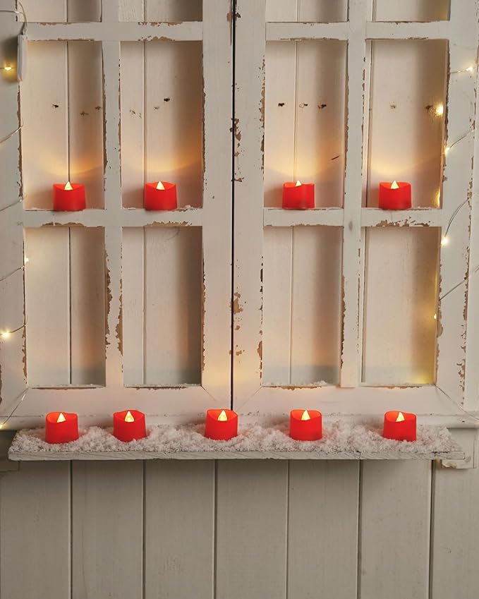 Homemory Red Tea Lights Candles Battery Operated, 200+Hour Flameless Flickering - Image 6