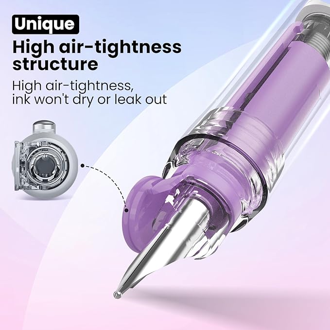 WRITECH Fountain Pen Fine Nib: Retractable Black Ink Pens Set Includes 5 Ink - Image 4