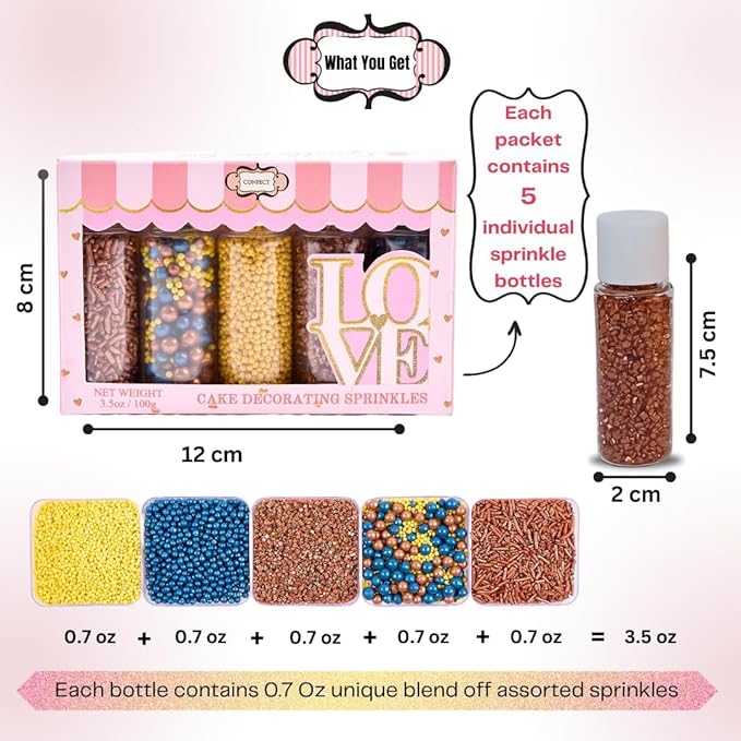 Sprinkles - Confect Sprinkles for Cakes & Cupcakes Decoration Assorted pack of - Image 4