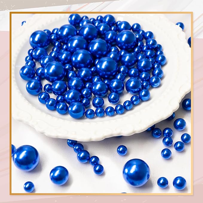 300Pcs Vase Filler RoyalBlue No Hole Faux Pearl Beads - Image 3