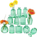 Green Vase, Bud Vases Set of 12, Small Green Glass Vases by PHUNTTEK
