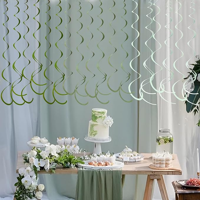36Pcs Olive Green Hanging Swirl Decorations Ombre Sage Green Felt Swirl - Image 8