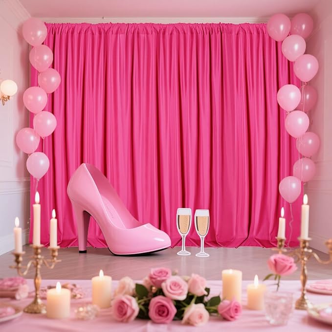 Sugargirl 10x10FT Fuschia Backdrop Curtains Polyester Photo Backdrop Drapes - Image 5