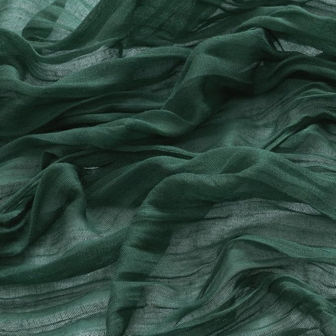 MLMW Christmas Table Runner Cheesecloth Emerald Green Table Runner Boho Cheese - Image 3
