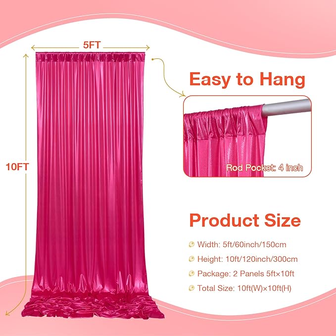10x10FT Glitter Hot Pink Backdrop Curtain - Image 5