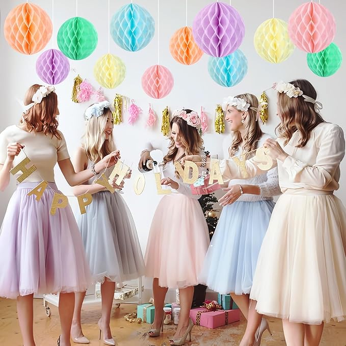 Hanging Honeycomb Decorations, Pastel Party Decorations, Rainbow Honeycomb - Image 4