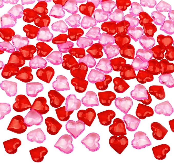Fangoo 110 Pieces Red Pink Acrylic Heart Gems - Image 3