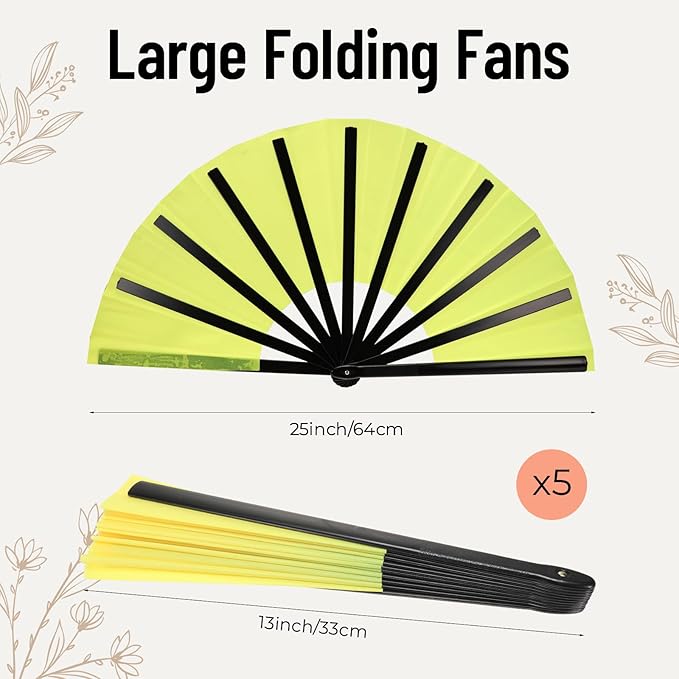 5PCS Large Chinese Folding Fans - Image 2