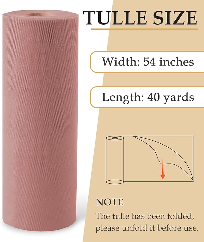 Dusty Rose Tulle Fabric Roll - Image 2