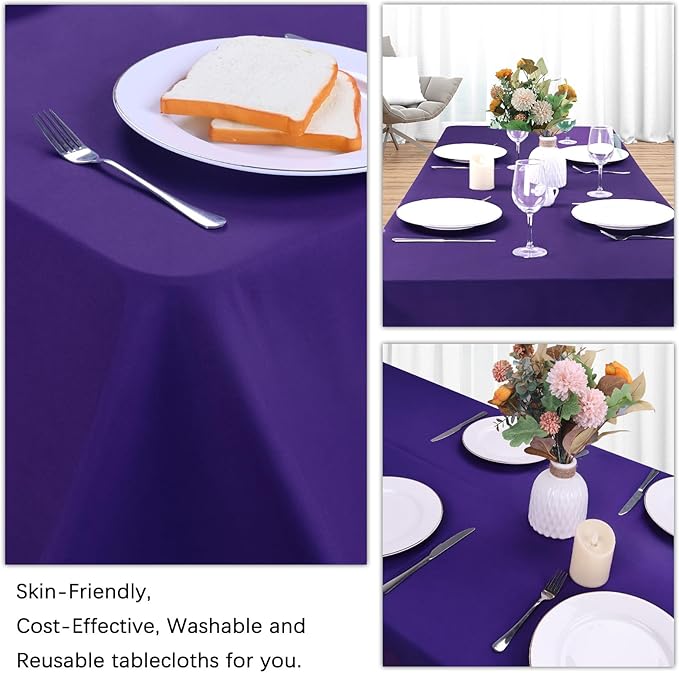 8 Pack Purple Tablecloth 60 x 102 Inch Rectangular Tablecloths - Image 5