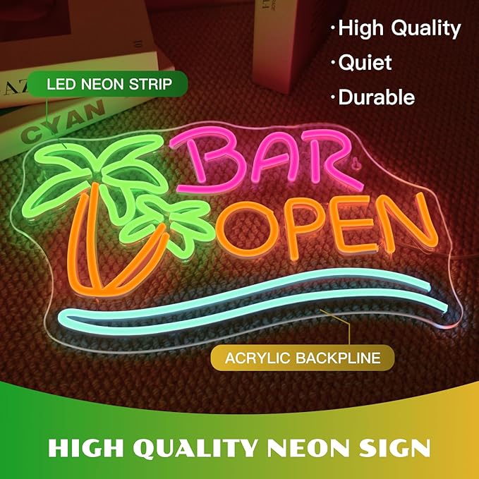 Ineonlife Coconut Tree Open Neon Sign Bar Neon Signs - Image 2
