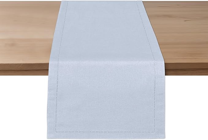 Ruvanti Linen Table Runner 108 Inches, Classic Hemstitch, Non-Slipping by Ruvanti