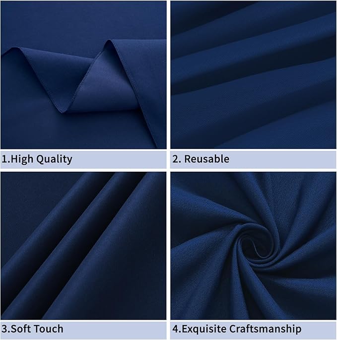 Navy Blue 6 Pack Polyester Table Cloth 60 x 102 Inch, Rectangle Tablecloths - Image 2