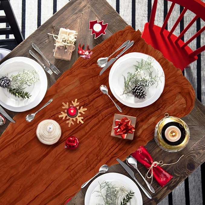 1 Pack Cheesecloth Table Runner 10Ft Christmas Gauze Boho Table Runners - Image 7