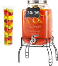 2 Gallon Glass Drink Dispenser for Parties, Beverage Dispenser by JILLSKY