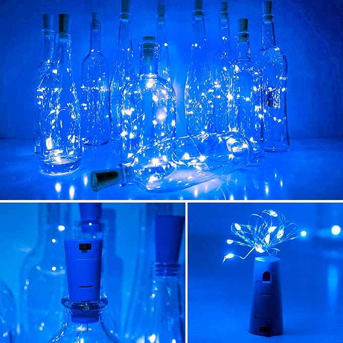 Wine Bottle Lights with Cork 15Pack 10 LED 40 Inches Battery Operated Silver - Image 5