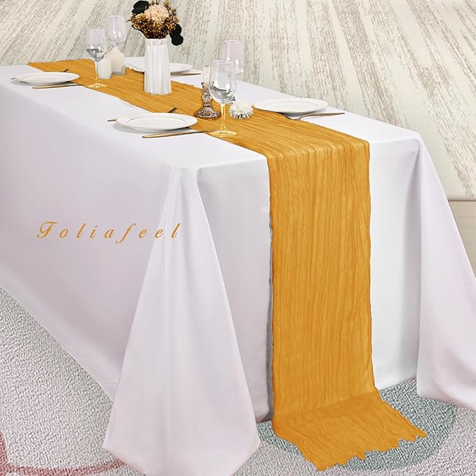 20 Pack Mustard 10FT Cheesecloth Table Runner Rustic Gauze Fabric Cheese Cloth - Image 4