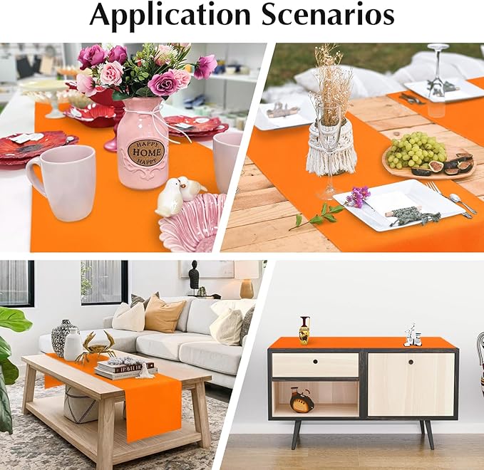 2 Pack Orange Table Runner 12 x 90 Inch Solid Color Farmhouse Runners Coffee - Image 7