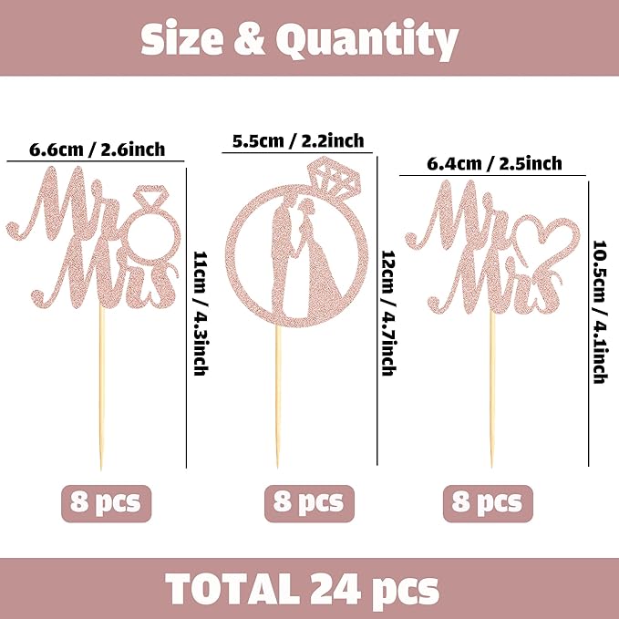 Sotpot 24PCS Miss to Mrs Cupcake Toppers - Image 2