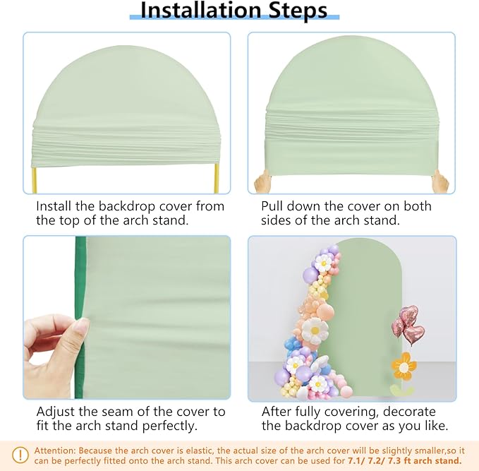 HEMMOTOP 7.2 ft Arch Backdrop Cover, Fabric Stretchy Background - Image 8