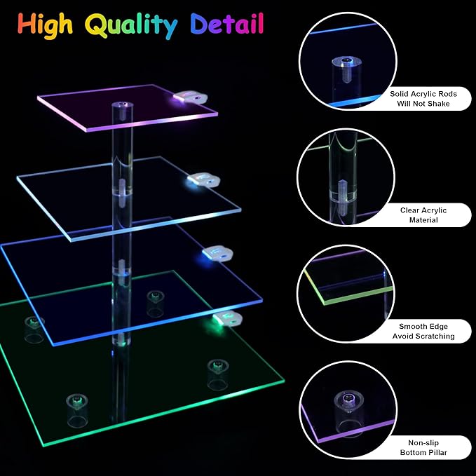 Rechargeable LED Cupcake Stand for 50 Cupcakes, 7 Colors Light Clear Cupcake - Image 6