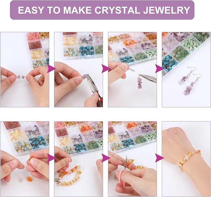 QUEFE 720pcs Crystal Chips Beads Ring Making Kit, 40 Colors Crystal Chips and - Image 5
