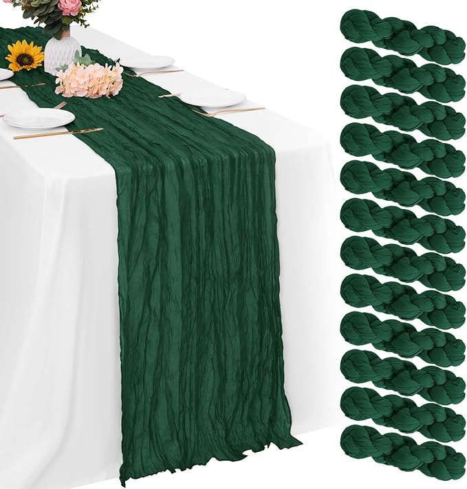 Aktor 12 Pack Emerald Green Table Runner Boho Cheesecloth Table Runner Semi by Unknown