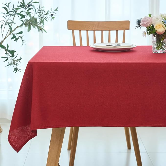 maxmill Linen Textured Rectangular Tablecloth Water Resistant Wrinkle Free by maxmill