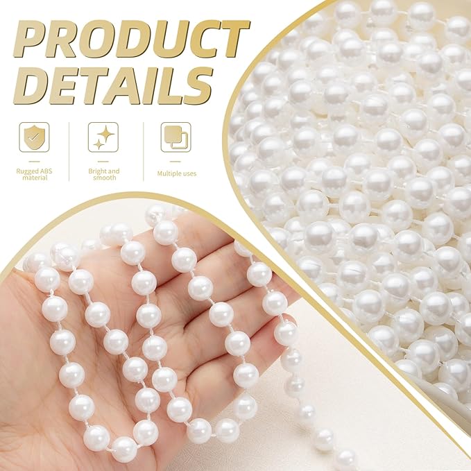 33 Feet Faux Pearl Beads Garland 10mm Craft String Pearls - Image 2