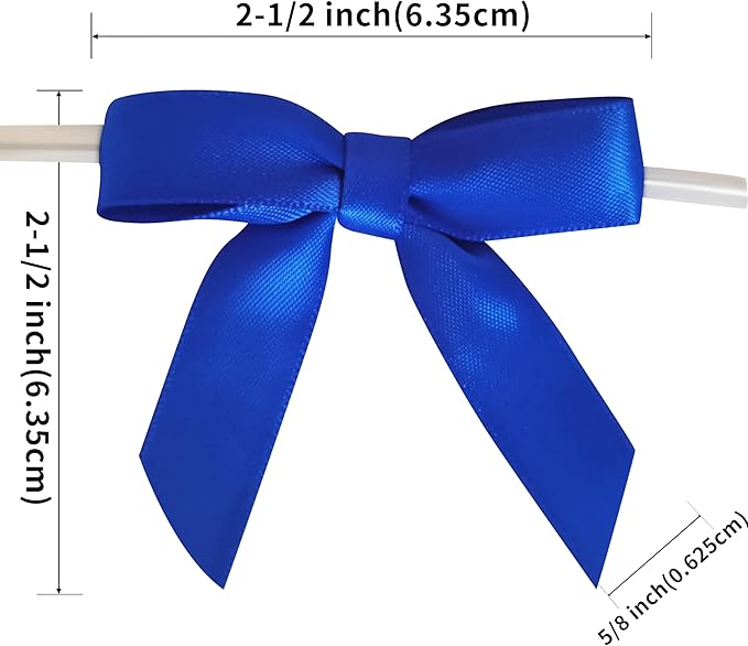 50pcs 2-1/2 Inch Blue Satin Ribbon Bows - Image 3