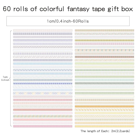 60 Rolls Cross line Theme Washi Tape Set, Writable Decorative Tapes - Image 2