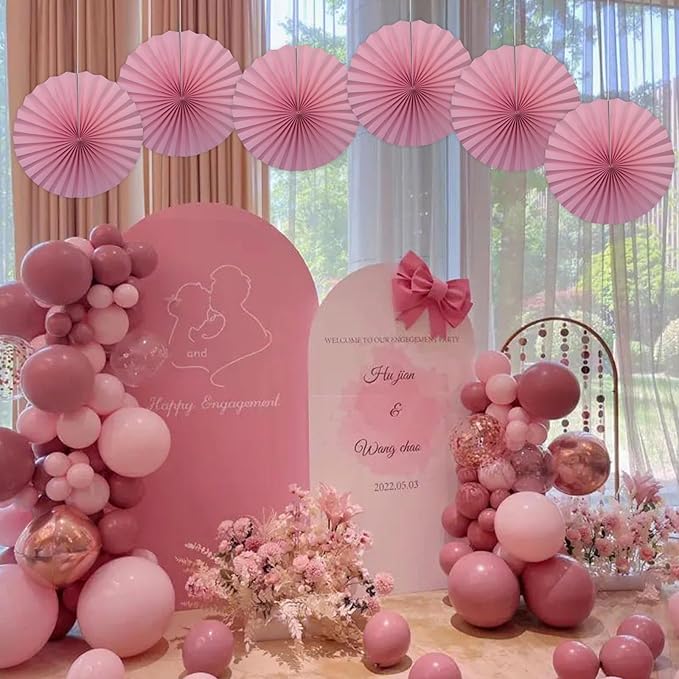 Pink Party Decorations, Baby Shower Decorations Party Paper Fans Bulk 16in - Image 5
