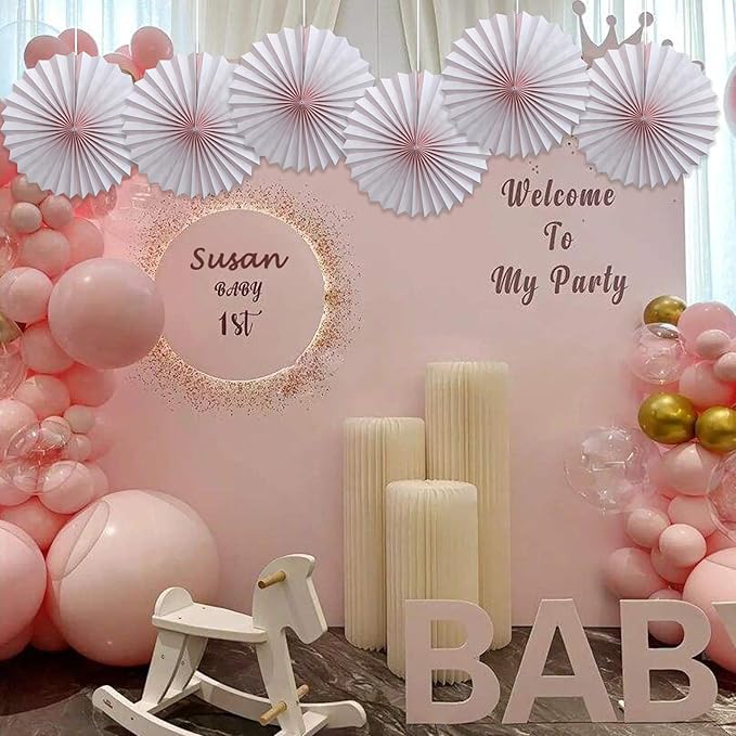 Pink Birthday Decorations, DIY Pink Paper Fans Hanging Decoration, Party - Image 6
