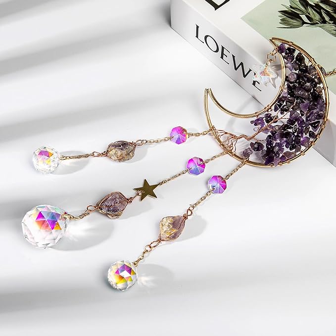 TUOKING Amethyst Crystal Moon Suncatchers - Image 4