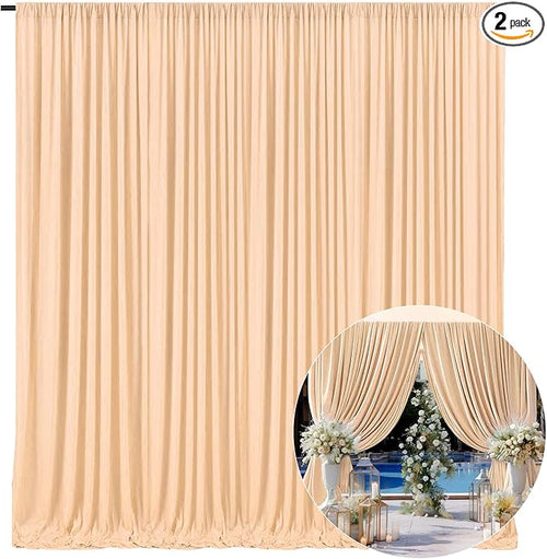 10 x 10 Feet Champagne Backdrop Curtain by ZEBMOON