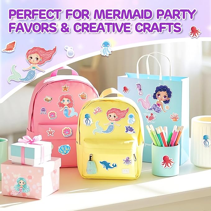 Aowplc 32 Sheets Mermaid Make‑A‑Face Stickers - Image 6
