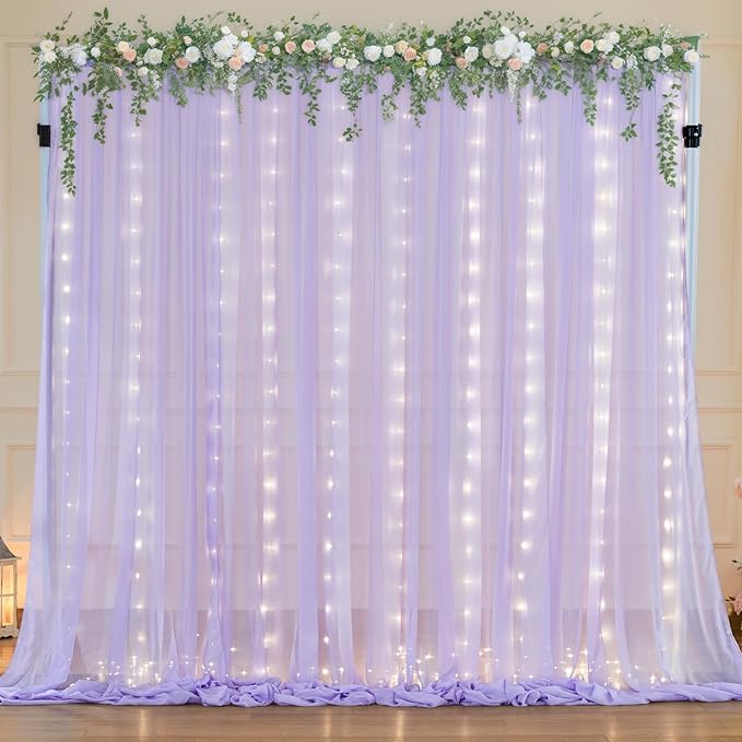 10ft x 7ft Lavender Chiffon Backdrop Curtain by WishCare