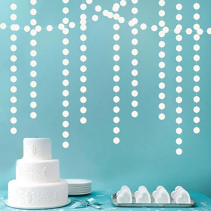 White Glitter Party-Decorations Paper-Garland Streamers - 52ft Birthday Banner - Image 4